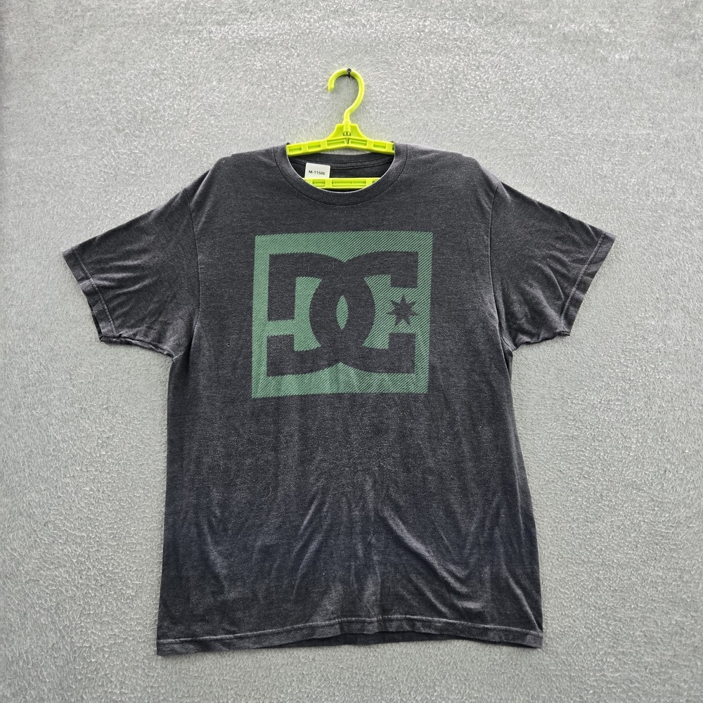 DC Shoes Men Shirt L Gray Logo Graphic Short Sleeve Skater Y2K READ